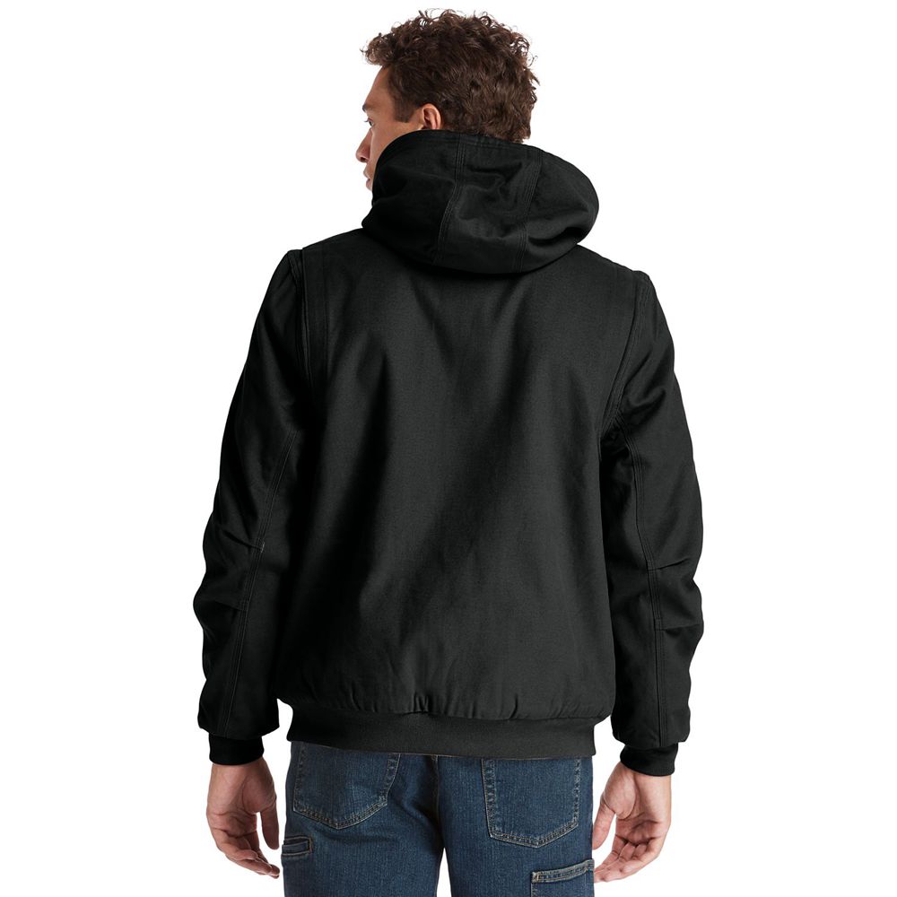 Timberland Mens Jackets PRO® Gritman Lined, Hooded Canvas - Black - India UY6789412